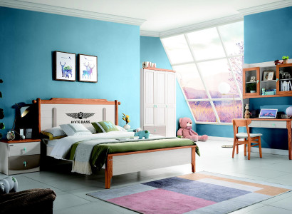 Suite Set Bed Bedside table Chest of drawers Design Bedroom 5 pcs. Complete and new